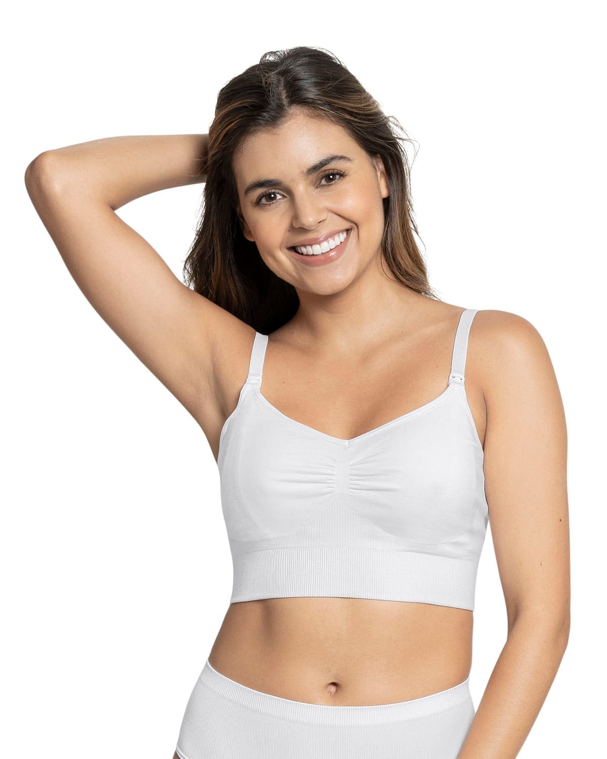 BRASTOP DE MATERNIDAD Y LACTANCIA MUJER LEONISA 91064 TECNOLOGÍA SEAMLESS BLANCO - 1