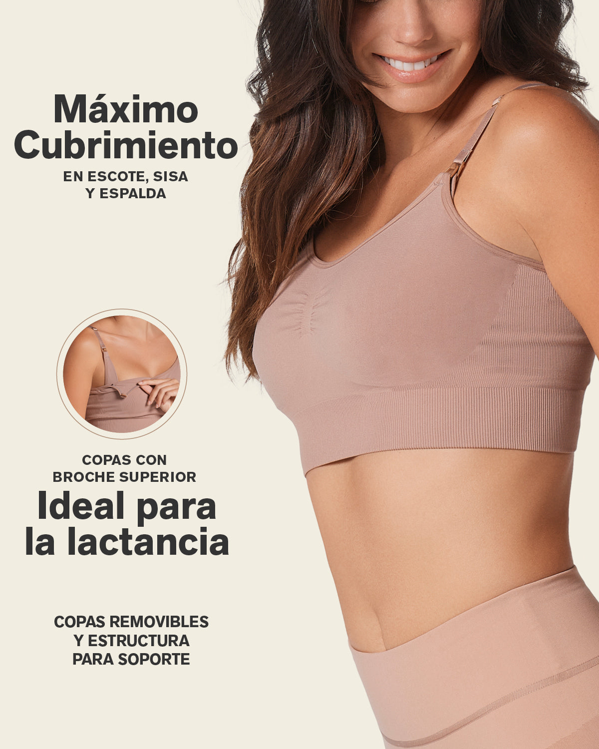 BRASTOP DE MATERNIDAD Y LACTANCIA MUJER LEONISA 91064 TECNOLOGÍA SEAMLESS BLANCO - 4