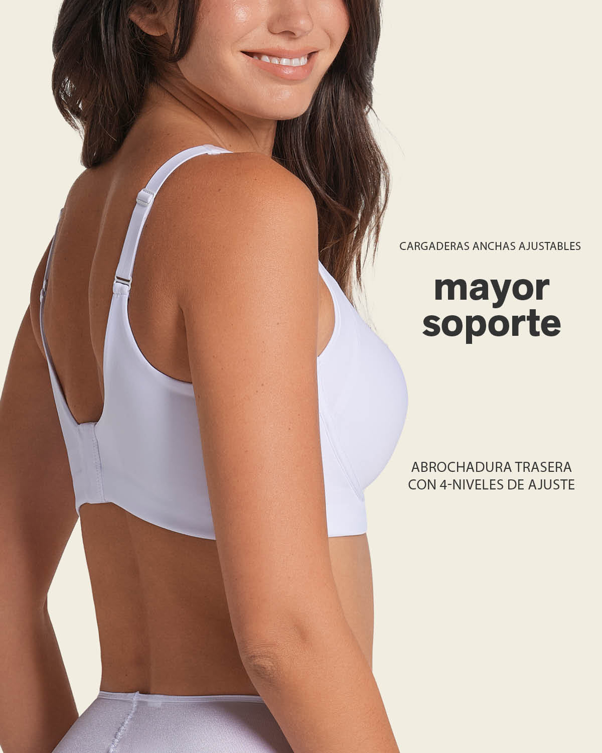 SOSTÉN MUJER LEONISA 91054 SIN ARCO ULTRACÓMODO DE ALTO SOPORTE Y CUBRIMIENTO EVERYDAY BRA BLANCO - 4