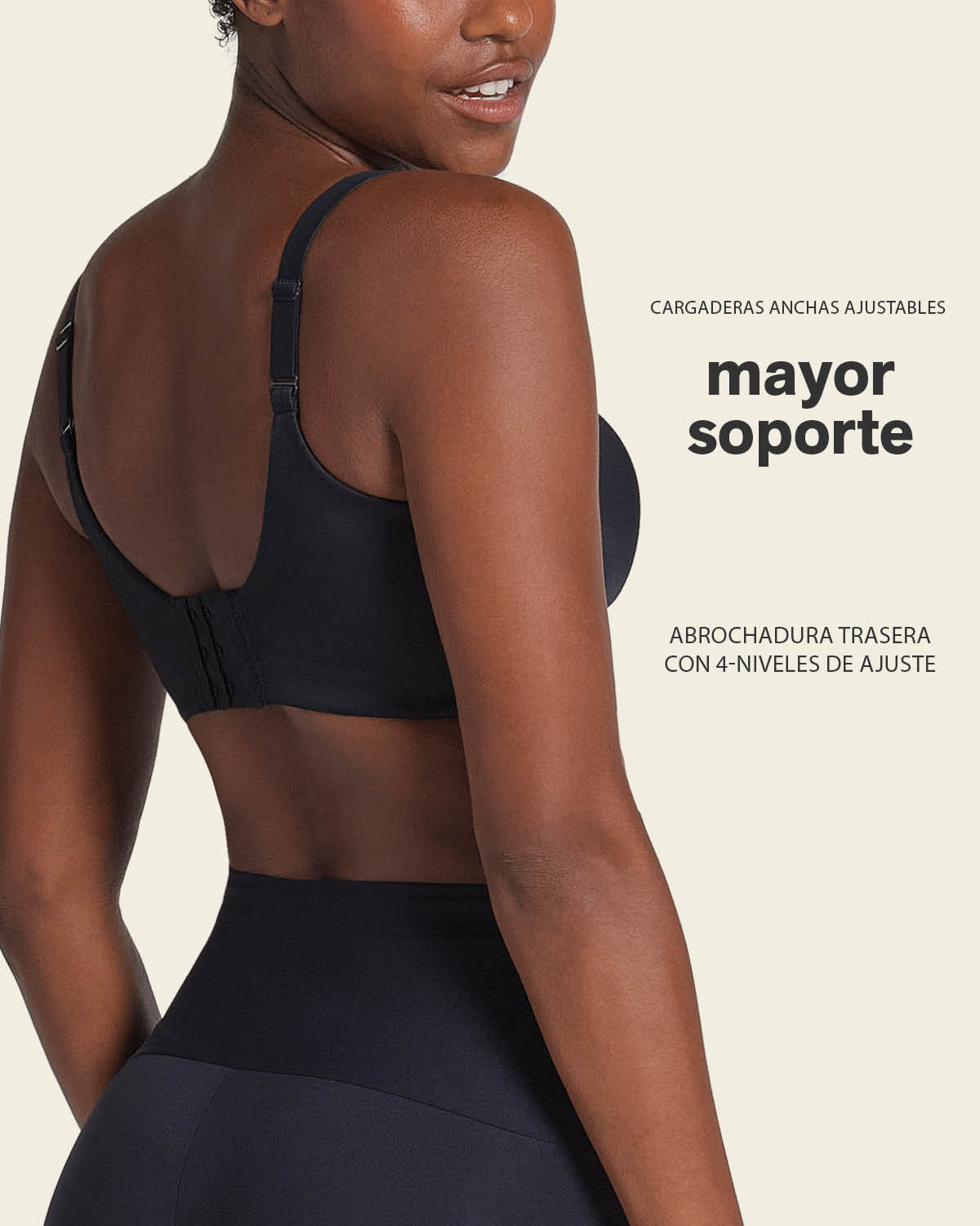 SOSTÉN MUJER LEONISA 91054 SIN ARCO ULTRACÓMODO DE ALTO SOPORTE Y CUBRIMIENTO EVERYDAY BRA NEGRO - 4