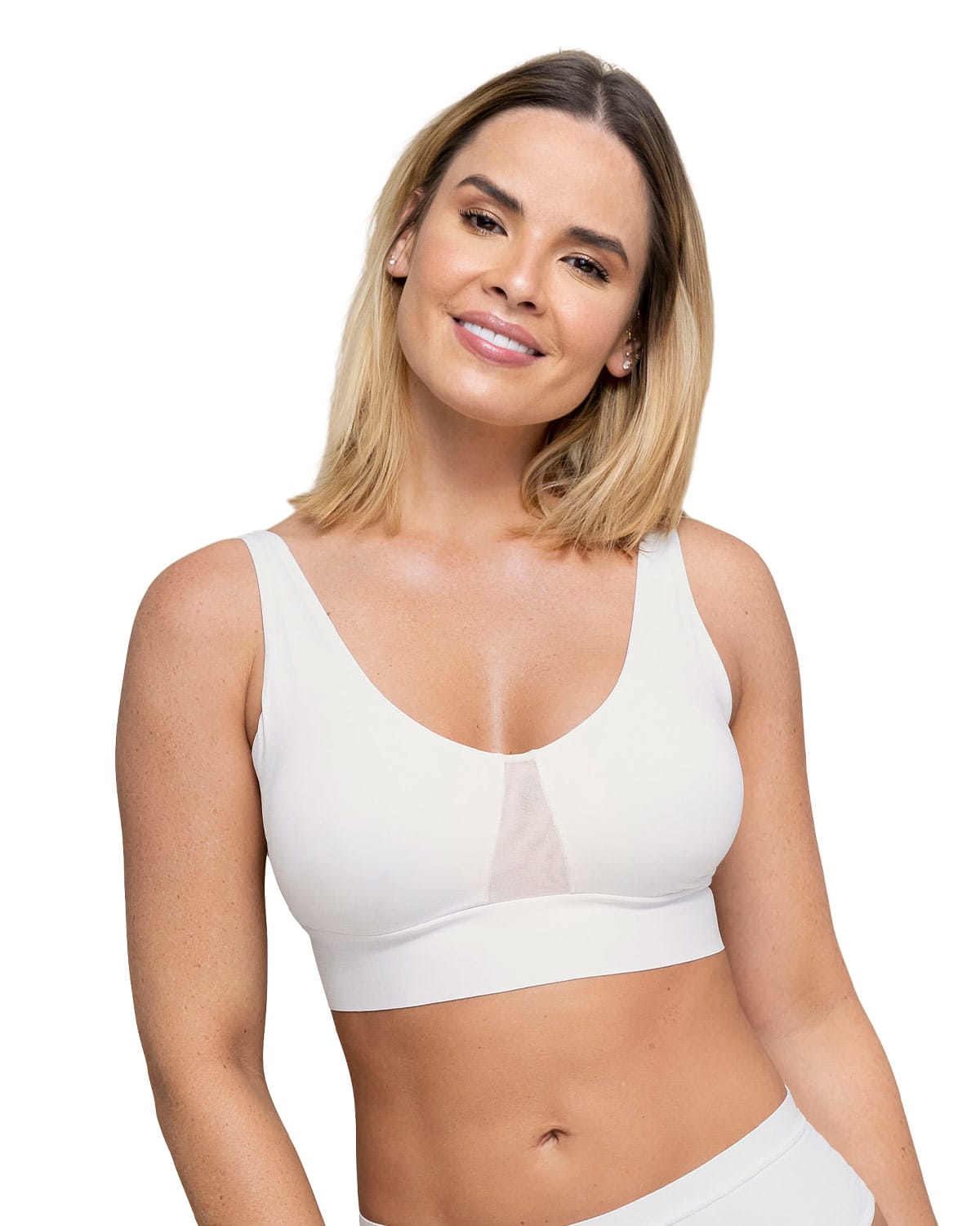 SOSTÉN MUJER LEONISA 91048 TIPO TOP DE COPAS EXTRAÍBLES CÓMODO Y LIVIANO FLEXI BRASTOP BLANCO - 1
