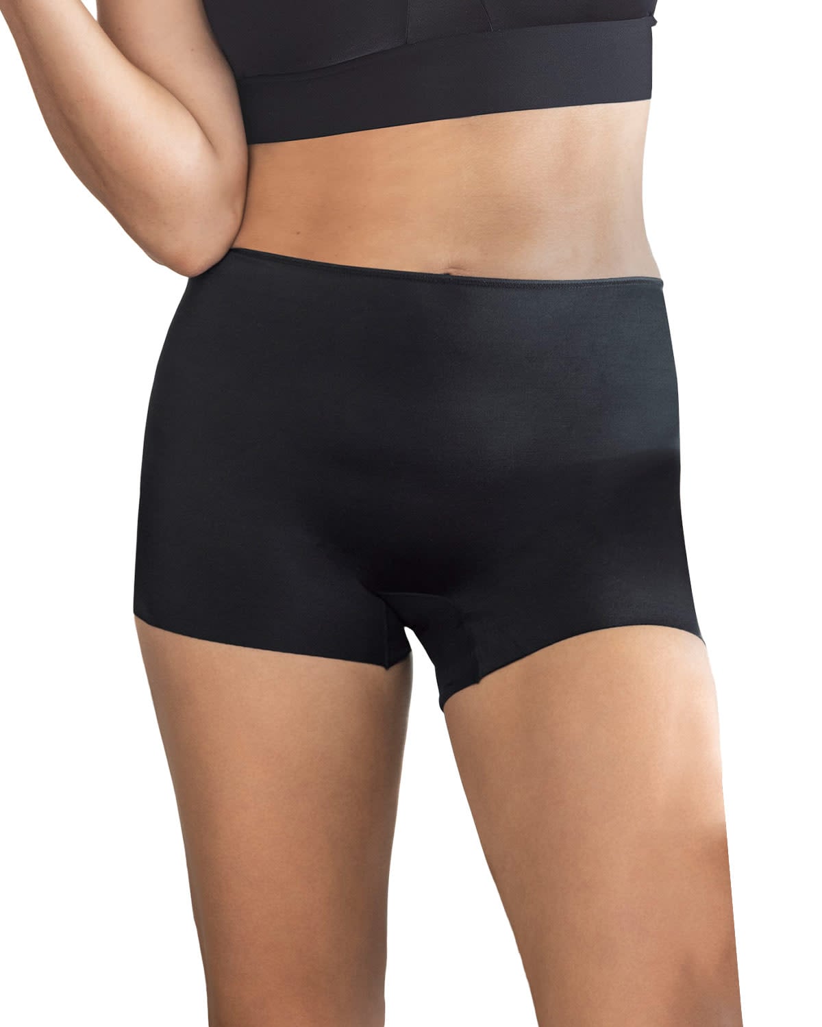 CALZÓN MUJER LEONISA 92035 TIPO BÓXER EFECTO INVISIBLE EN PIERNAS NEGRO - 1