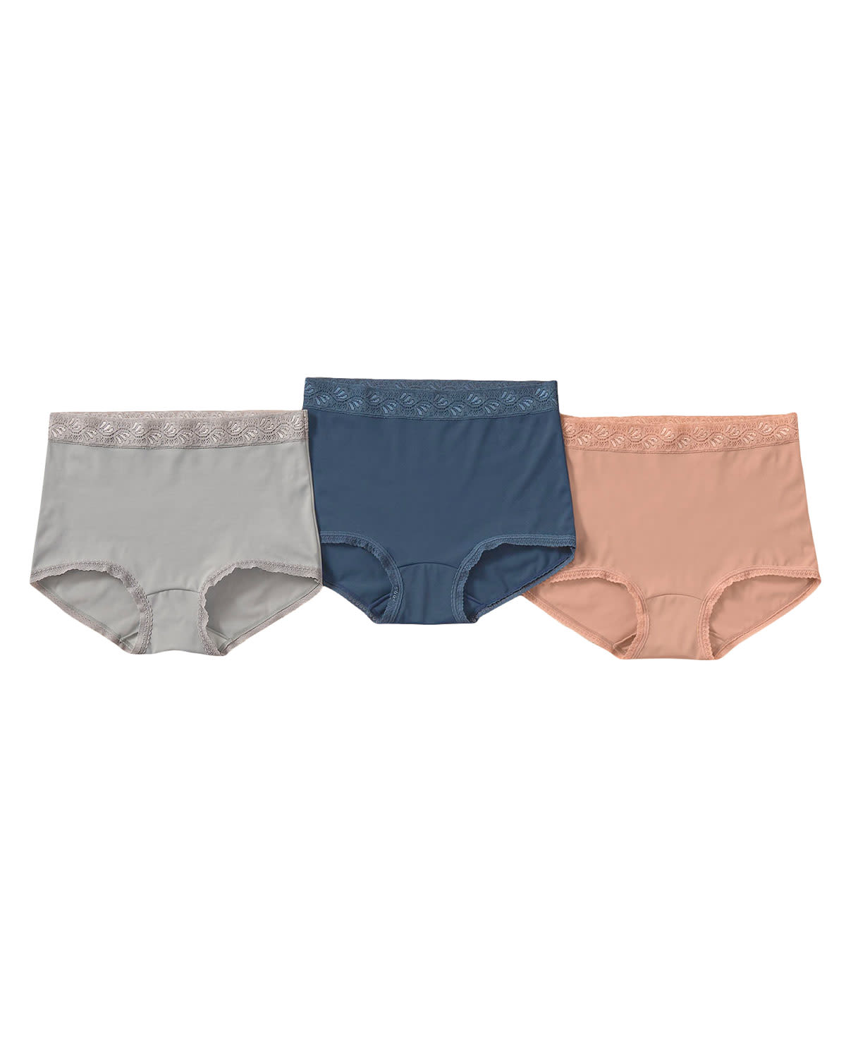 PAQUETE X 3 CALZONES MUJER LEONISA 118X3 CLÁSICOS CON TOQUES DE ENCAJE ROSADO AZUL GRIS - 2