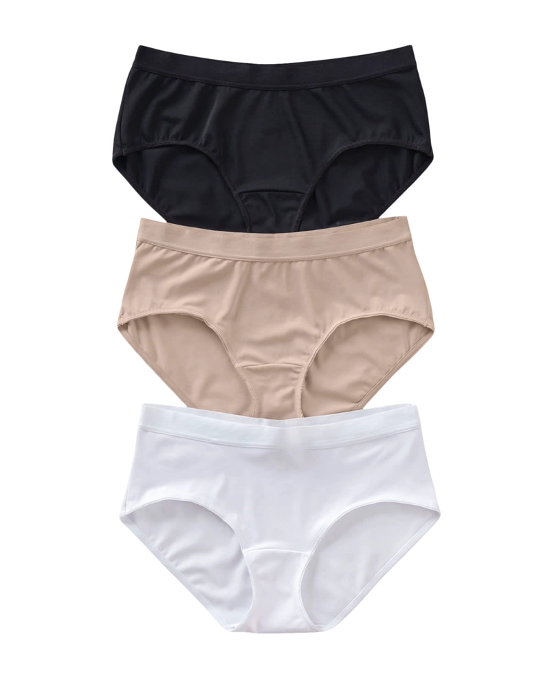 PACK X 3 PANTALETAS MUJER LEONISA 12686X3 CÓMODAS SUAVES BUEN CUBRIMIENTO BLANCO NEGRO CAFÉ CLARO - 2