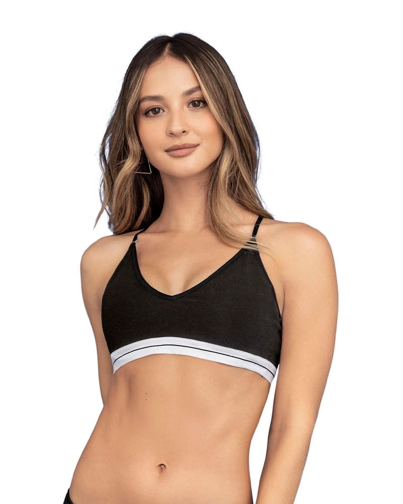 TOP MUJER LEONISA 91082 EN ALGODÓN ULTRACÓMODO CON BRETELES GRADUABLES NEGRO - 1