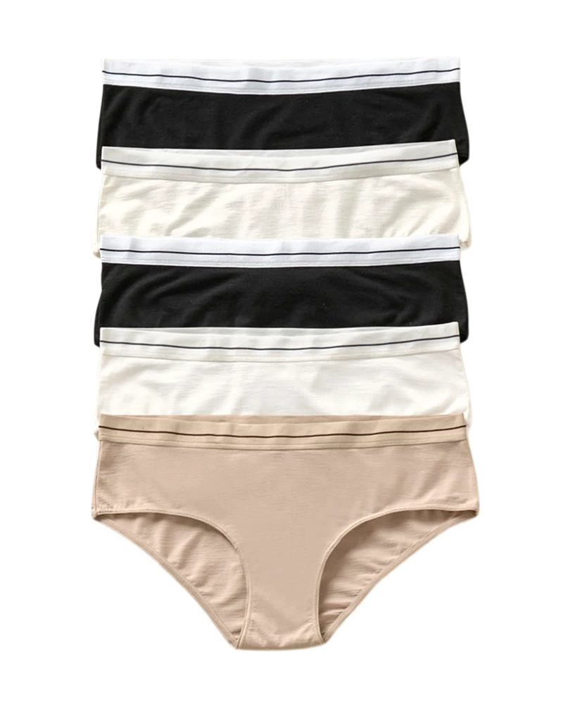 PACK X 5 CALZONES MUJER LEONISA 12999X5 ESTILO PANTALETA PERLA NEGRO CAFÉ CLARO LINEA - 1