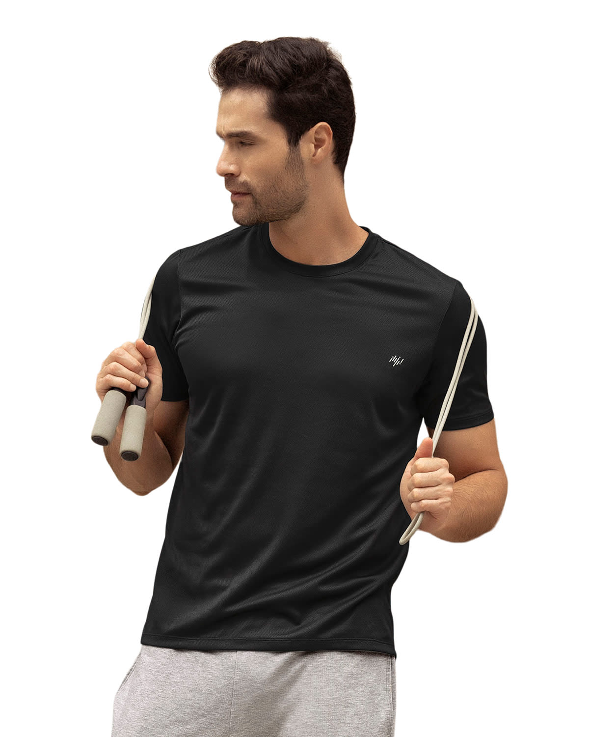 CAMISETA DEPORTIVA MASCULINA SEMIAJUSTADA DE SECADO RAPIDO 508007 NEGRO - 1