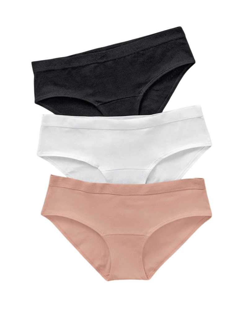 PACK X 3 CALZONES MUJER LEONISA 62310X3 ESTILO PANTALETA EN ALGODÓN BLANCO NEGRO ROSA CLARO - 7