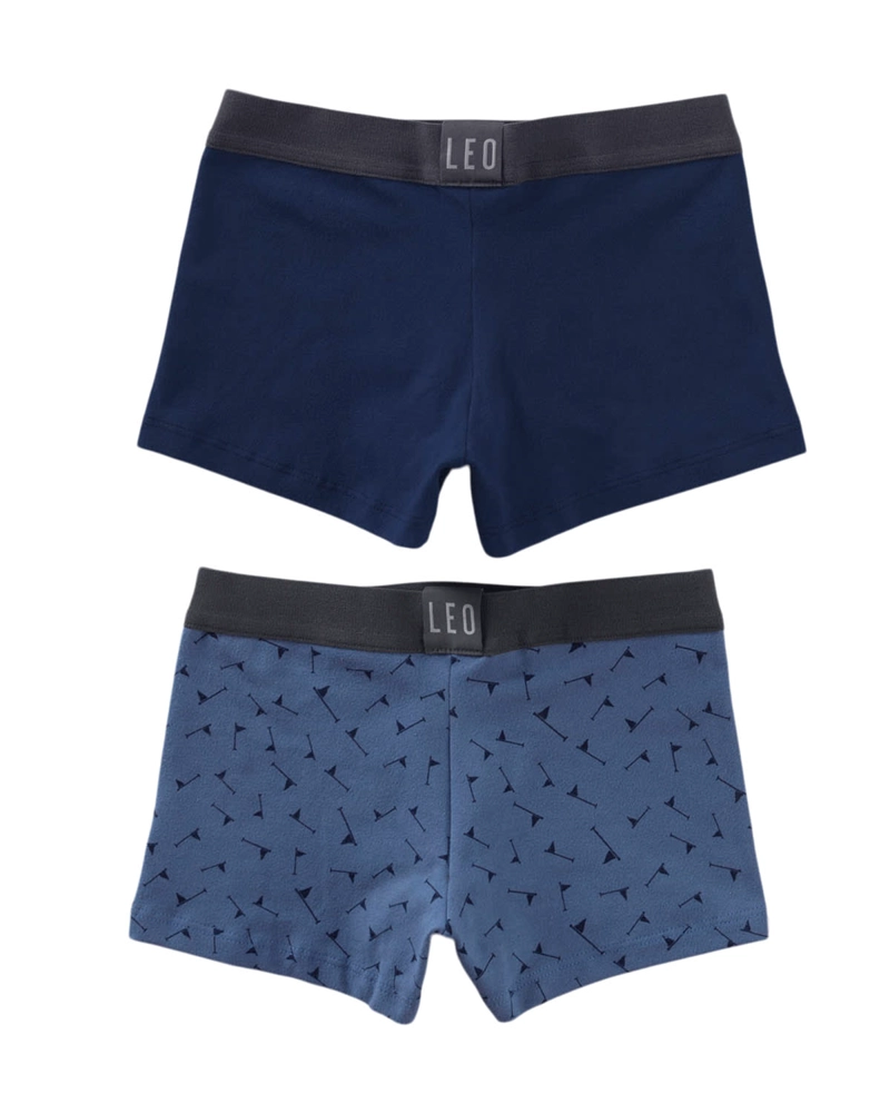 PAQUETE X 2 BÓXERS ALGODÓN NIÑO LEONISA AZUL ESTAMPADO / AZUL CLARO 33155X2 LEO - 4