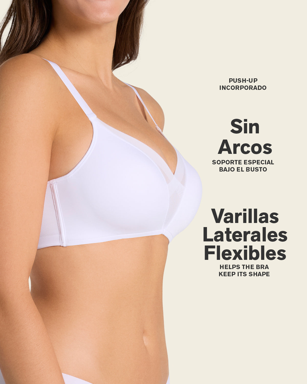 SOSTÉN MUJER LEONISA 91058 SIN ARCO DE REALCE ALTO INCORPORADO MAGICAL BRA BLANCO - 3