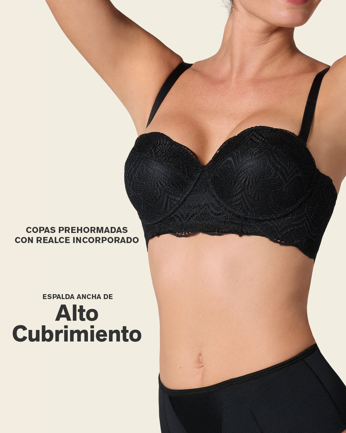 SOSTE N BALCONET DE REALCE ALTO CON MAXIMO CUBRIMIENTO DE ESPALDA SPECIAL FIT 011877 NEGRO - 3