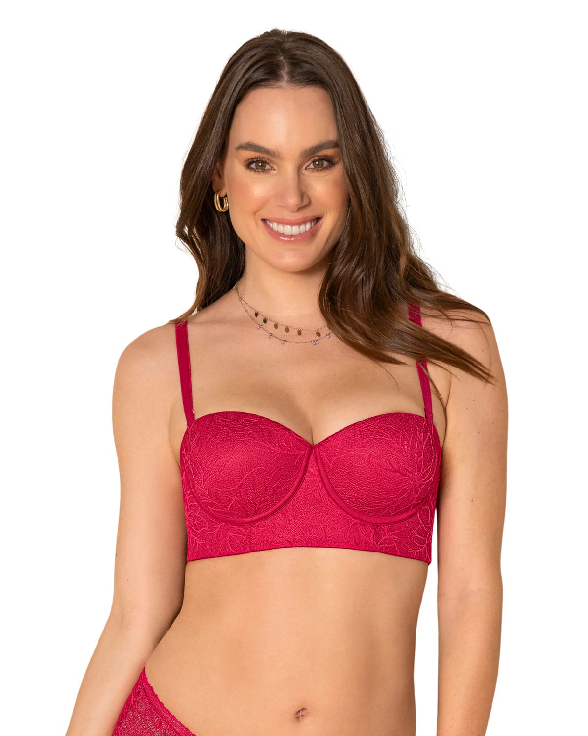 STRAPLESS BUSTIER 360° DE PERFECCION EN ENCAJE 11911N ROJO - 1