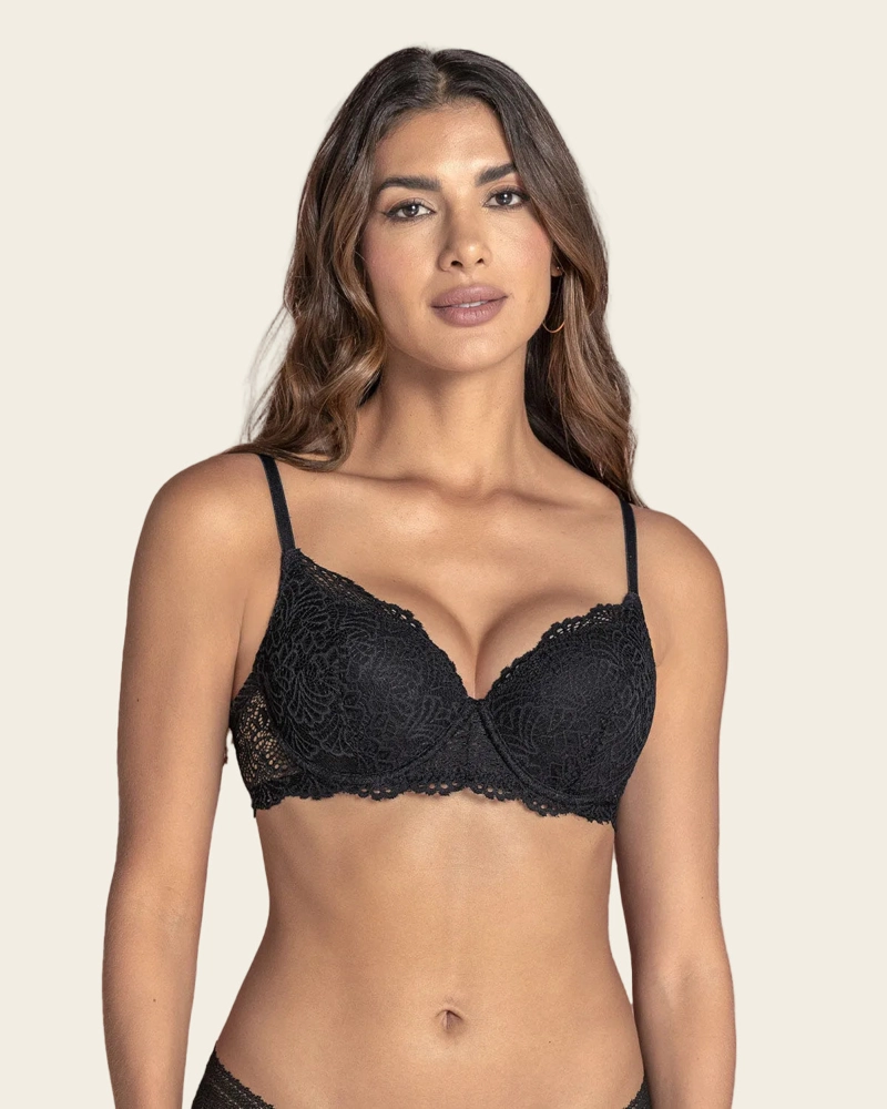 SOSTÉN MUJER LEONISA 71326 DE REALCE SUAVE EN ENCAJE CON BRETELES MULTIUSOS NEGRO - 1