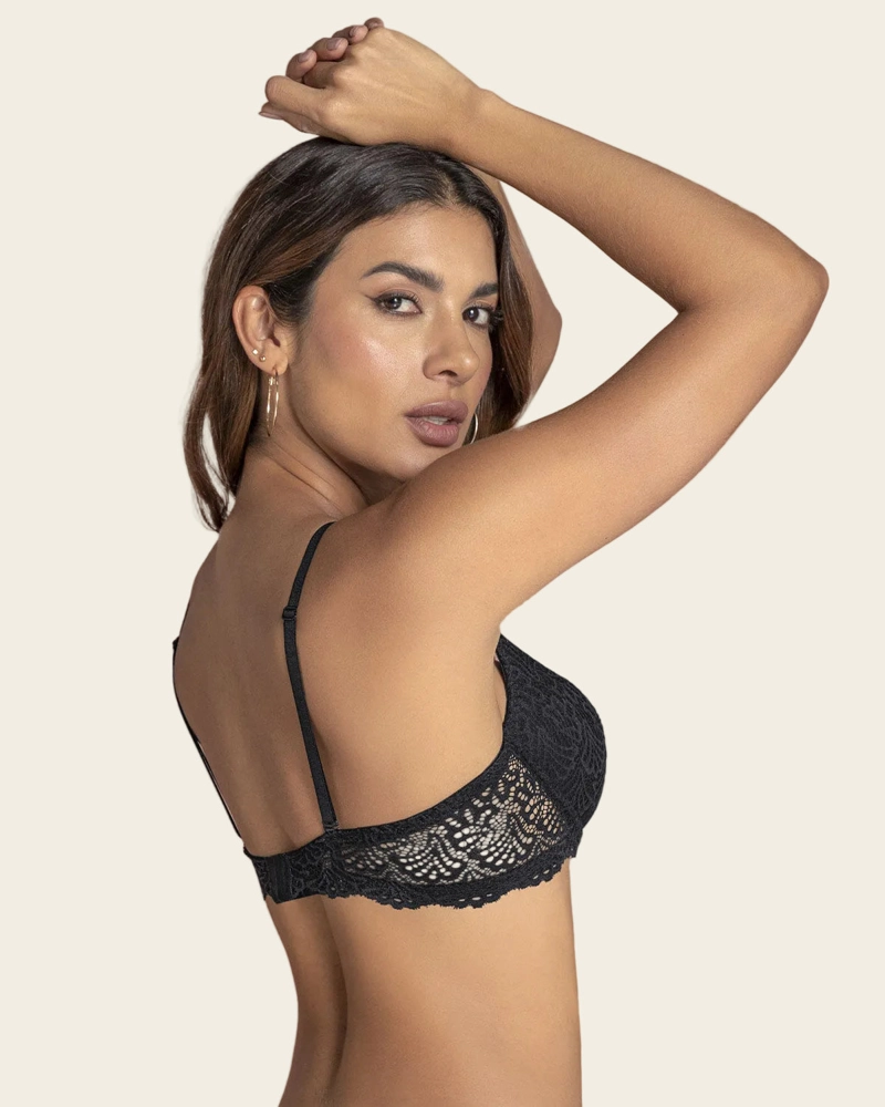 SOSTÉN MUJER LEONISA 71326 DE REALCE SUAVE EN ENCAJE CON BRETELES MULTIUSOS NEGRO - 2