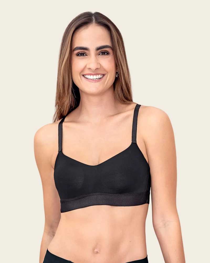 SOSTÉN MUJER LEONISA 71346 TIPO TOP ULTRALIVIANO CON COPAS INTERNAS FIJAS NEGRO - 1