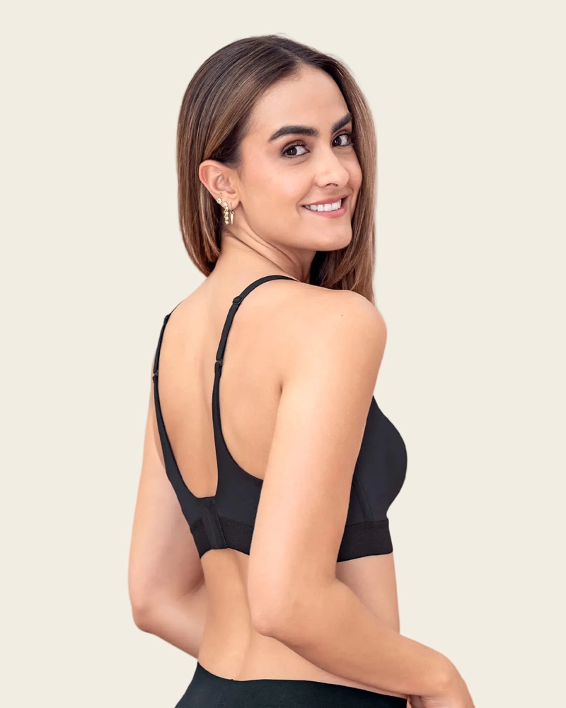 SOSTÉN MUJER LEONISA 71346 TIPO TOP ULTRALIVIANO CON COPAS INTERNAS FIJAS NEGRO - 2