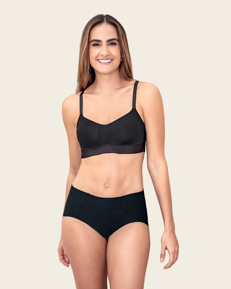 SOSTÉN MUJER LEONISA 71346 TIPO TOP ULTRALIVIANO CON COPAS INTERNAS FIJAS NEGRO - 4