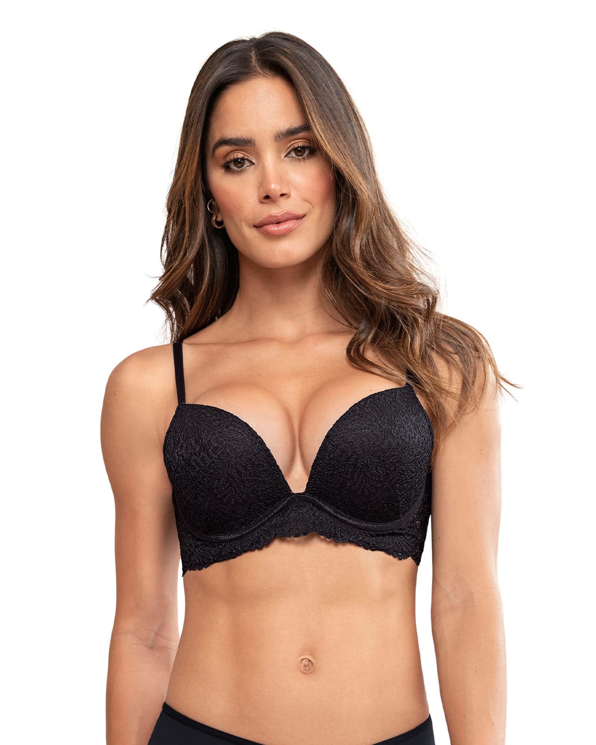 SOSTÉN MUJER LEONISA 71345 DOBLE REALCE ESCOTE PROFUNDO ELABORADO EN ENCAJE NEGRO - 1