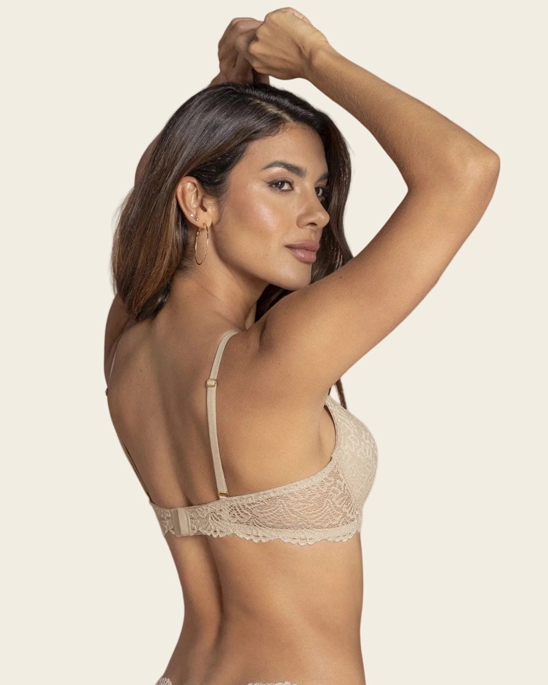SOSTÉN MUJER LEONISA 71326 DE REALCE SUAVE EN ENCAJE CON BRETELES MULTIUSOS BEIGE - 2