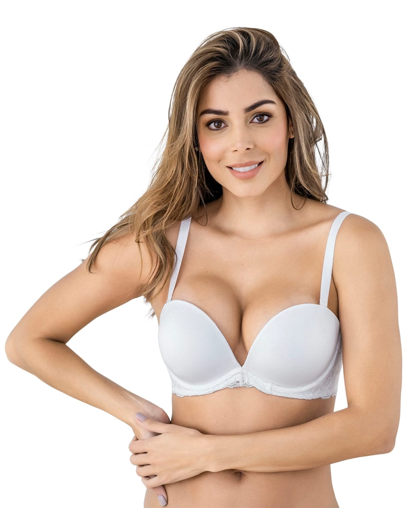 SOSTÉN MUJER LEONISA 91043 TRIPLE REALCE EFECTO 3D ESCOTE PROFUNDO BLANCO - 5