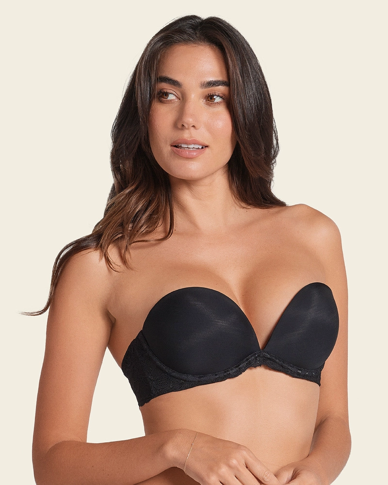 SOSTÉN MUJER LEONISA 91043 TRIPLE REALCE EFECTO 3D ESCOTE PROFUNDO NEGRO - 1