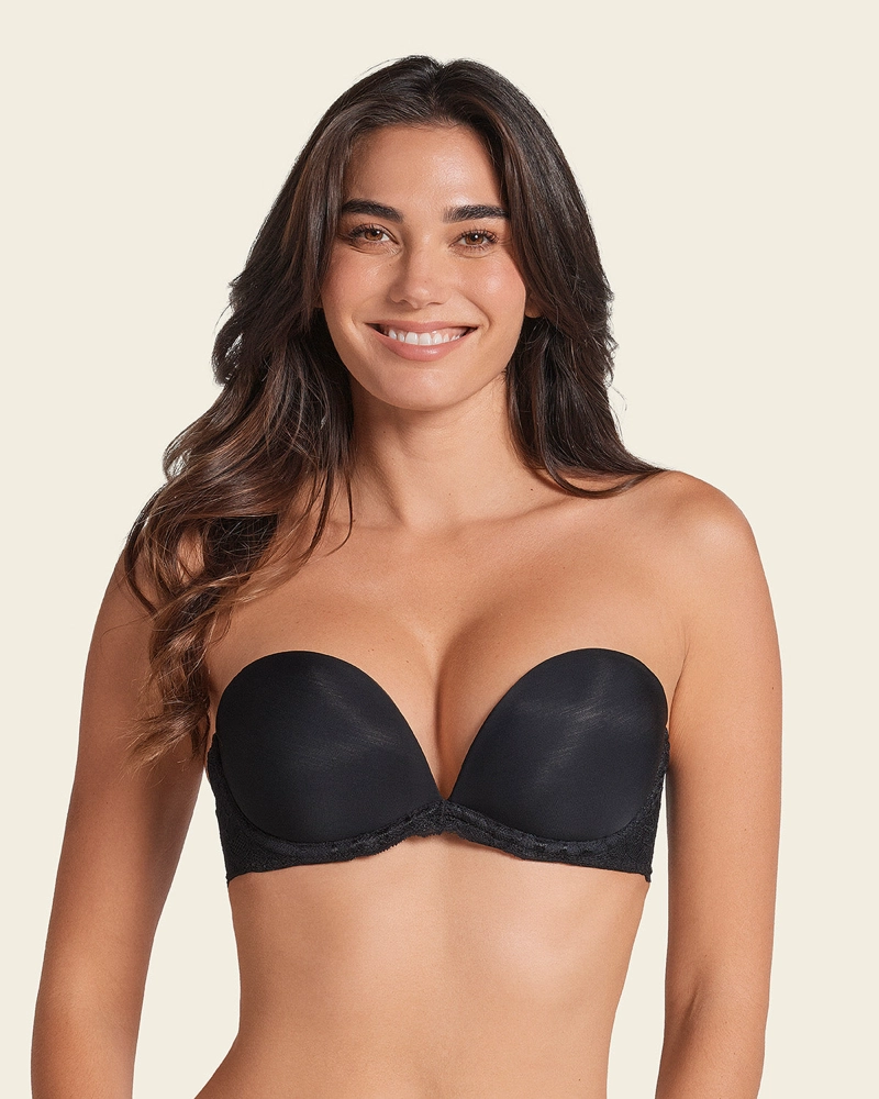 SOSTÉN MUJER LEONISA 91043 TRIPLE REALCE EFECTO 3D ESCOTE PROFUNDO NEGRO - 2