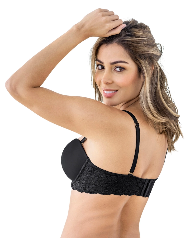 SOSTÉN MUJER LEONISA 91043 TRIPLE REALCE EFECTO 3D ESCOTE PROFUNDO NEGRO - 4