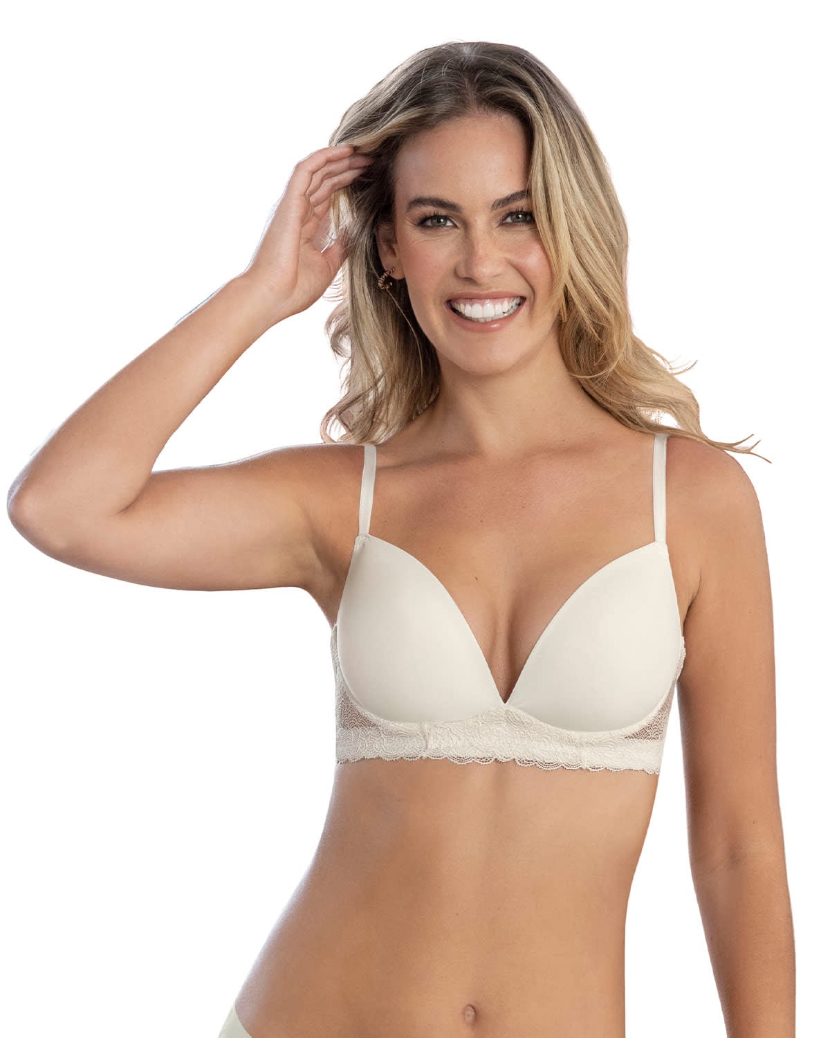 SOSTÉN MUJER LEONISA 91077 MEDIA COPA CON ARCO Y BASE ELABORADA EN ENCAJE SEXY ESSENTIAL PERLA - 1