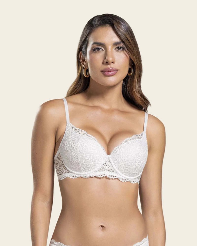 SOSTÉN MUJER LEONISA 71326 DE REALCE SUAVE EN ENCAJE CON BRETELES MULTIUSOS BLANCO - 1