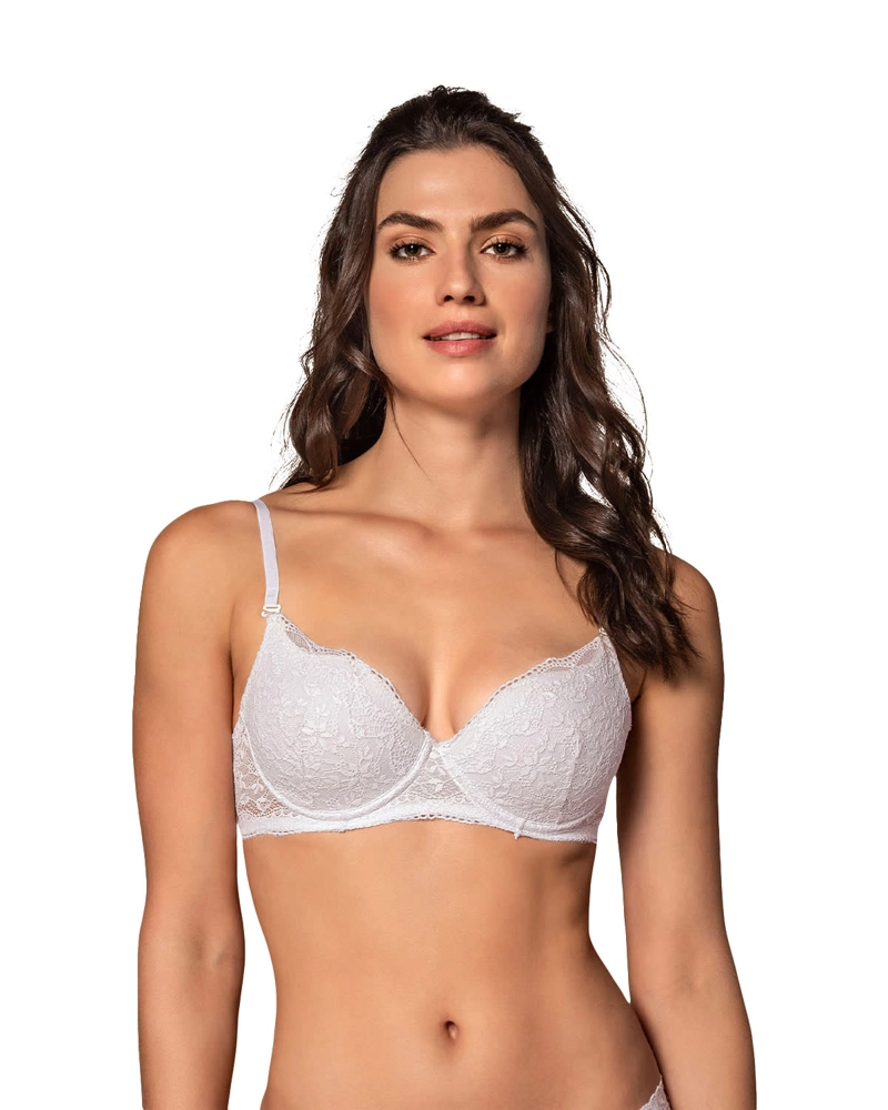 SOSTÉN MUJER LEONISA 71326 DE REALCE SUAVE EN ENCAJE CON BRETELES MULTIUSOS BLANCO - 5