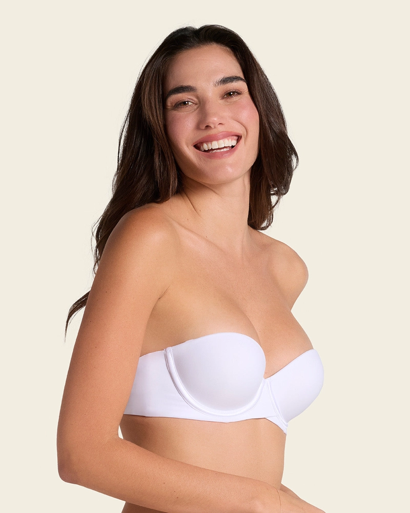SOSTÉN MUJER LEONISA 11843 STRAPLESS DE DOBLE REALCE QUE AUMENTA DOS TALLAS DE COPA BLANCO - 1