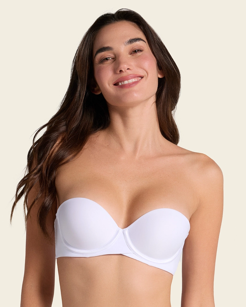 SOSTÉN MUJER LEONISA 11843 STRAPLESS DE DOBLE REALCE QUE AUMENTA DOS TALLAS DE COPA BLANCO - 2