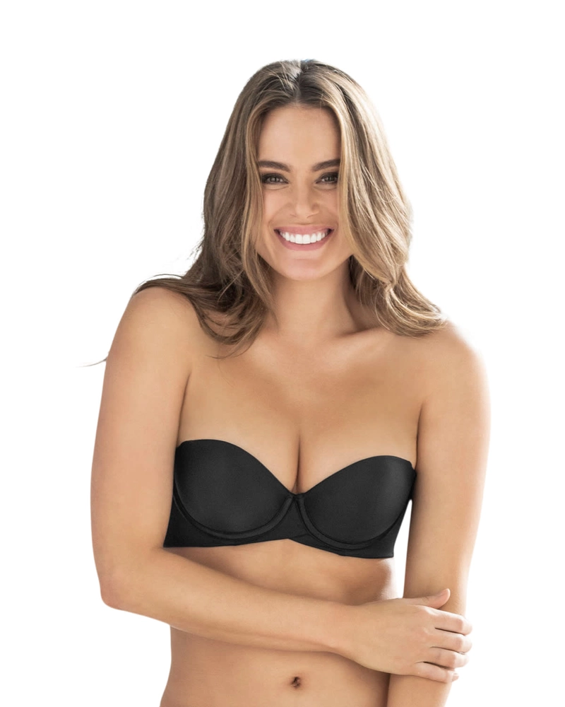SOSTÉN MUJER LEONISA 11843 STRAPLESS DE DOBLE REALCE QUE AUMENTA DOS TALLAS DE COPA NEGRO - 5