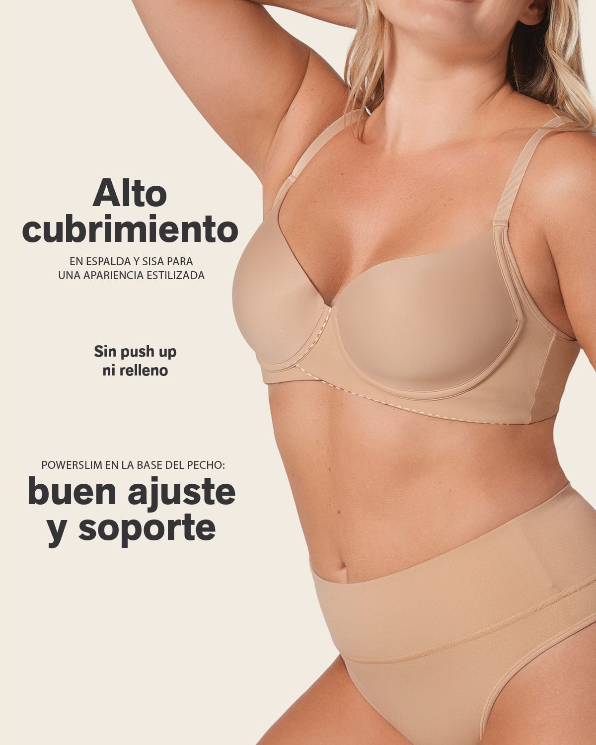 SOSTÉN MUJER LEONISA 91086 BUEN CUBRIMIENTO EN ESCOTE Y ESPALDA CAFÉ MEDIO - 4