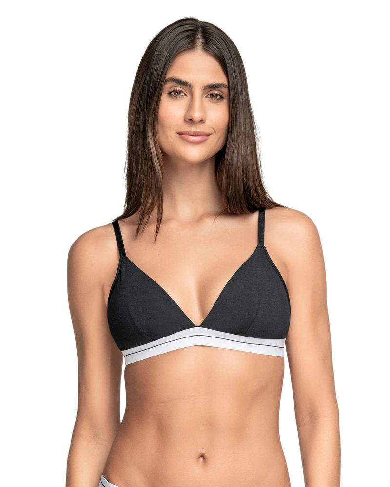 SOSTÉN MUJER LEONISA 91099 TRIANGULAR EN ALGODÓN LIVIANO Y CÓMODO NEGRO - 1