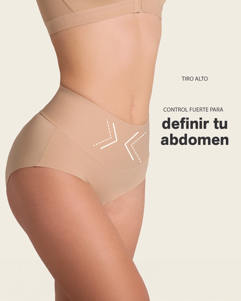 CALZÓN MUJER LEONISA 92045 CLÁSICO TIRO ALTO CONTROL FUERTE DE ABDOMEN CAFÉ MEDIO - 4