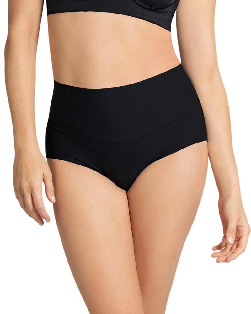 CALZÓN MUJER LEONISA 92045 CLÁSICO TIRO ALTO CONTROL FUERTE DE ABDOMEN NEGRO - 1