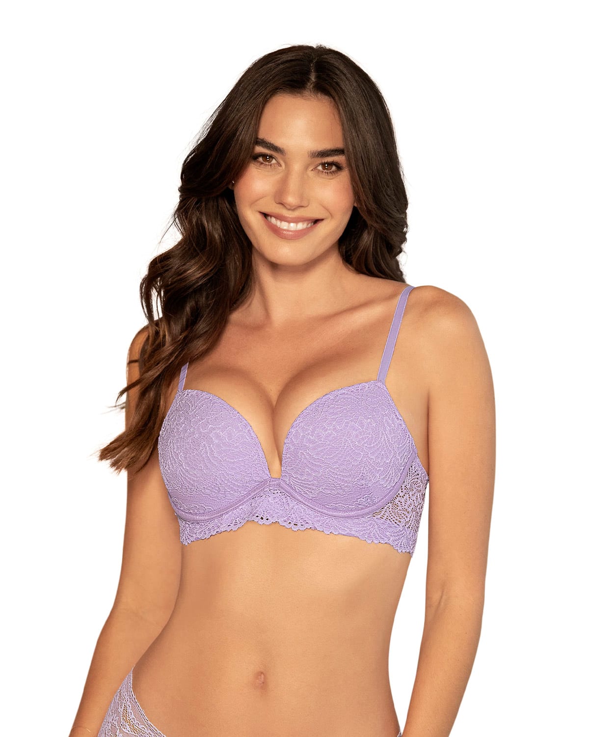 SOSTE N DOBLE REALCE ESCOTE PROFUNDO ELABORADO EN ENCAJE 71345 LILA - 1