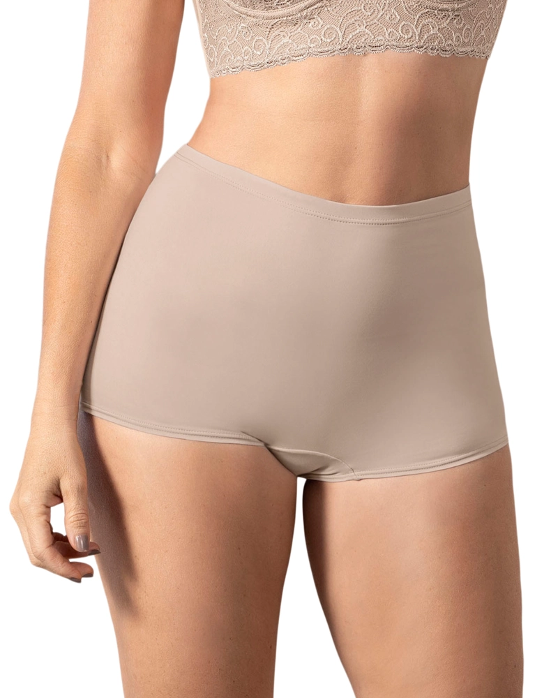 LEONISA BOXER TIRO ALTO EN TELA LISA 72321 CAFE  CLARO - 1