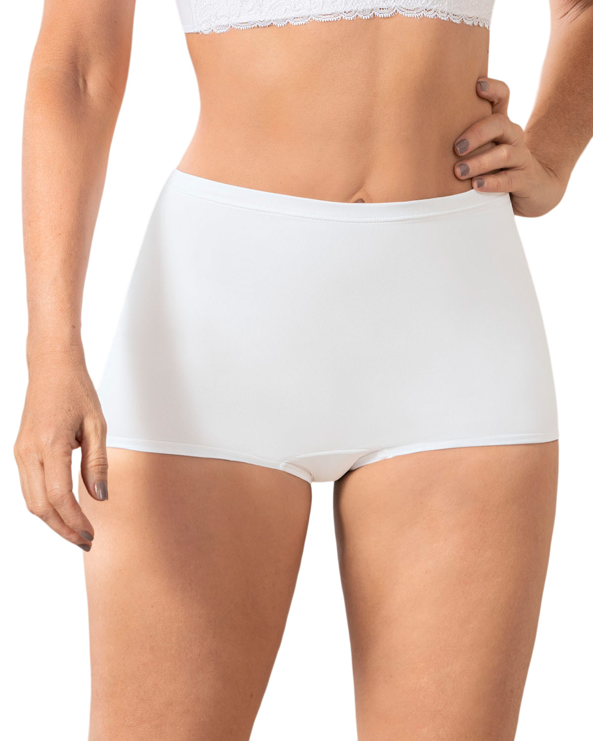 LEONISA BOXER TIRO ALTO EN TELA LISA 72321 BLANCO - 1