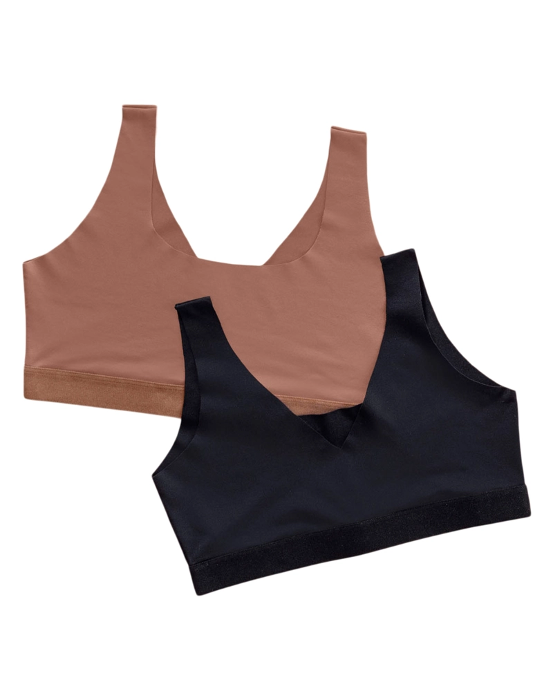 LEONISA PACK X 2 TOPS INVISIBLES DOBLE ESCOTE 91164X2 CAFE  MEDIO / NEGRO - 1