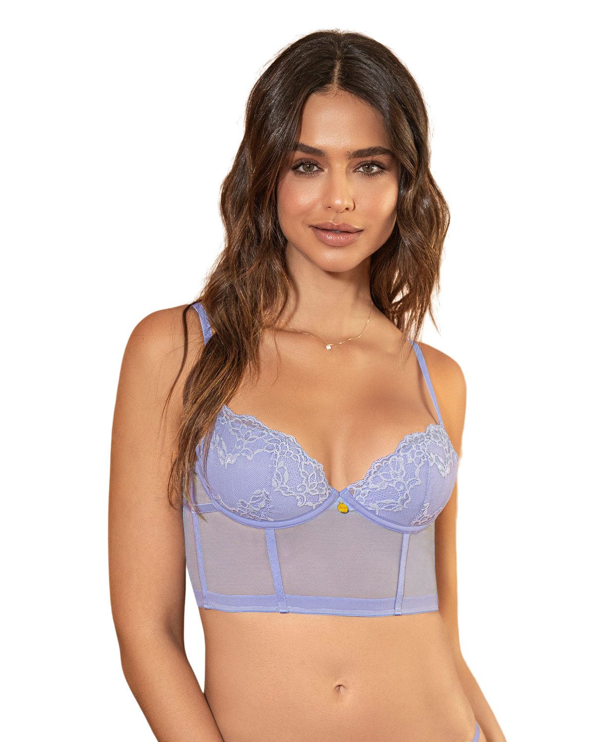 LEONISA BUSTIER EN ENCAJE CON TRANSPARENCIAS EN LA BASE Y ESPALDA 091146 LILA - 1