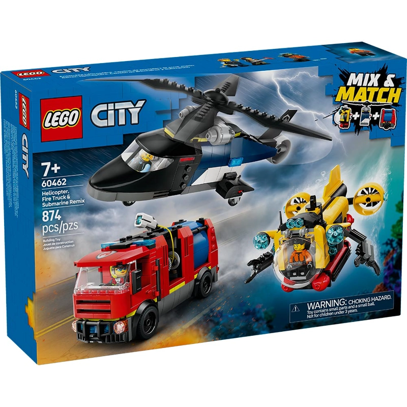 LEGO HELICOPTERO, CAMION DE BOMBEROS Y SUBMARINO (60462) - 1