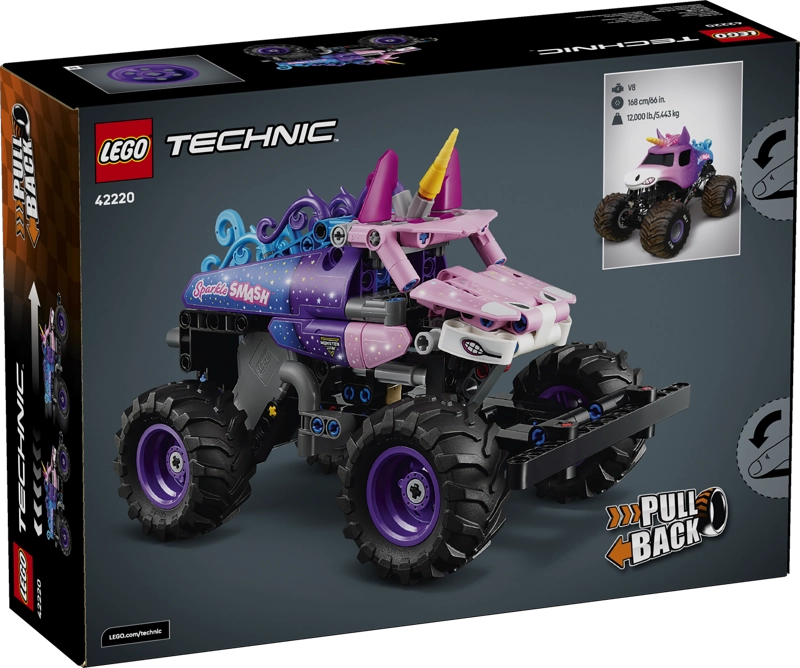LEGO 42220 MONSTER JAM SPARKLE SMASH CON MOTOR CARGA TECHNIC - 3