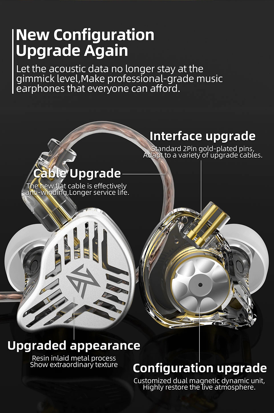 SET AUDÍFONOS KZ – EDX-PRO + ESTUCHE + ESPUMAS. - 4
