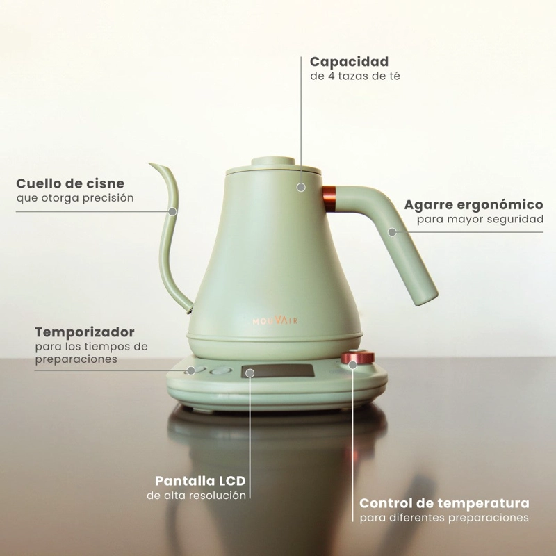 HERVIDOR ELÉCTRICO CON CONTROL DE TEMPERATURA INTELIGENTE MOUVAIR SWAN VERDE - 4