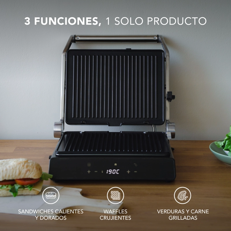 PLANCHA ELE CTRICA IRON CHEF 3 EN 1: WAFLERA, SANDWICHERA Y GRILL - 2