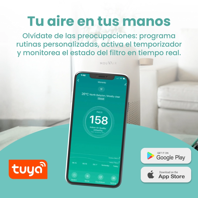 Purificador de aire Mouvair Vital + Filtro HEPA H13 de Reemplazo - 4
