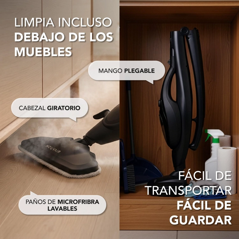 PACK MOPA A VAPOR 8 EN 1 + ALMOHADILLAS DE REEMPLAZO - 5