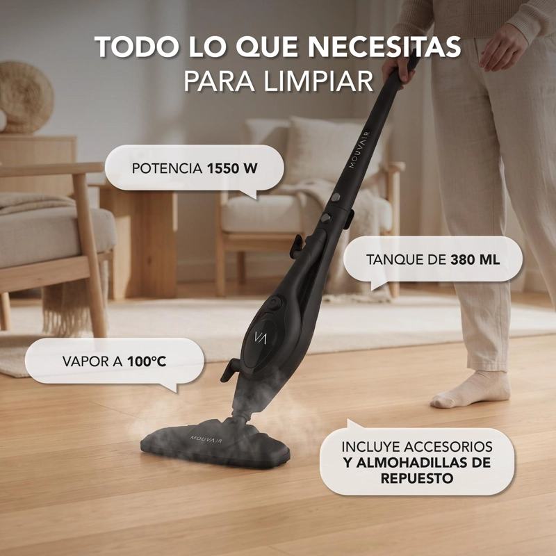 PACK MOPA A VAPOR 8 EN 1 + ALMOHADILLAS DE REEMPLAZO - 6